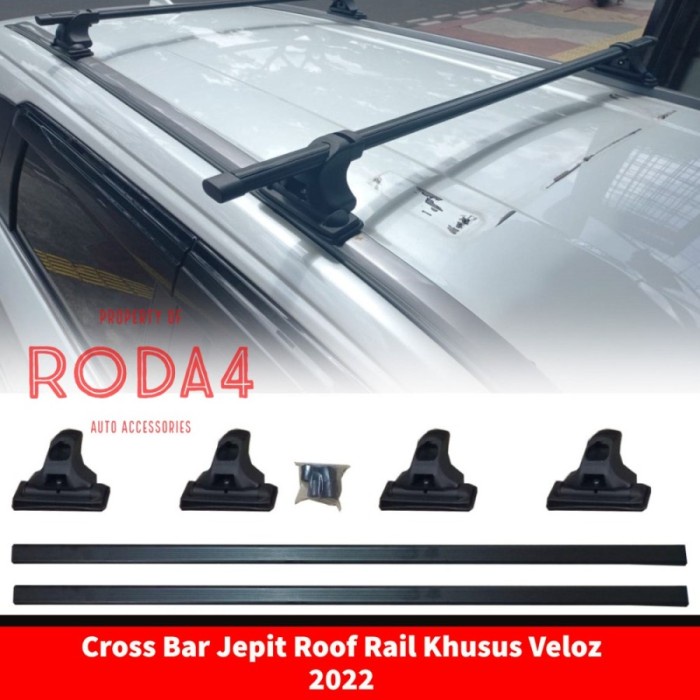 Paket Cross Bar Jepit Roof Rail dan  Roof Rack Rock Ford All New Veloz 2021 2022