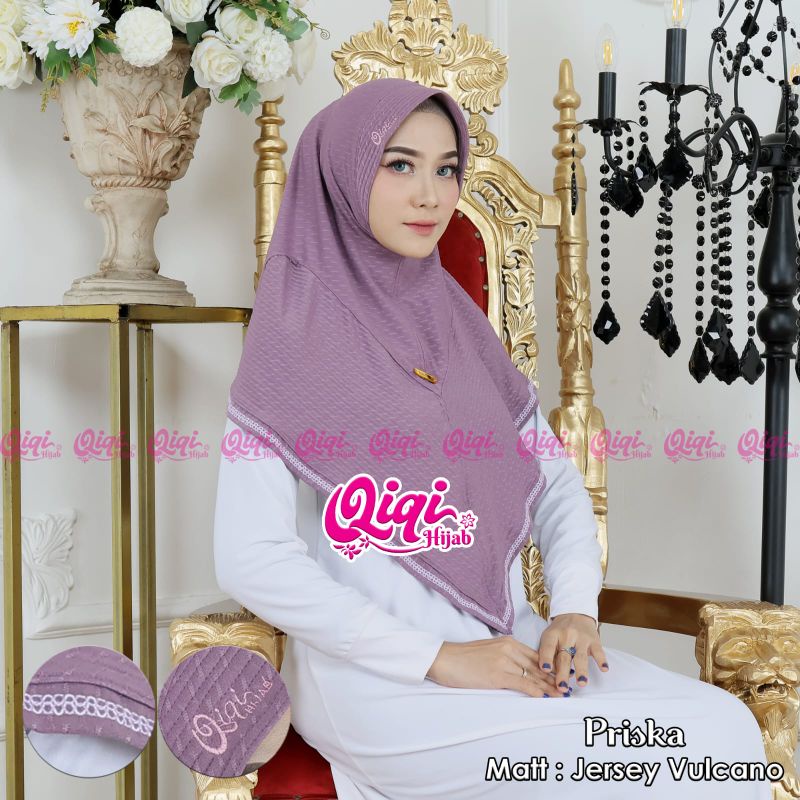 [ Qiqi Hijab ] PRISKA•• hijab pet list•• hijab instan jersey vulcano