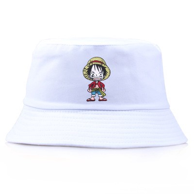 Topi Nelayan Motif Bordir One Piece Luffy