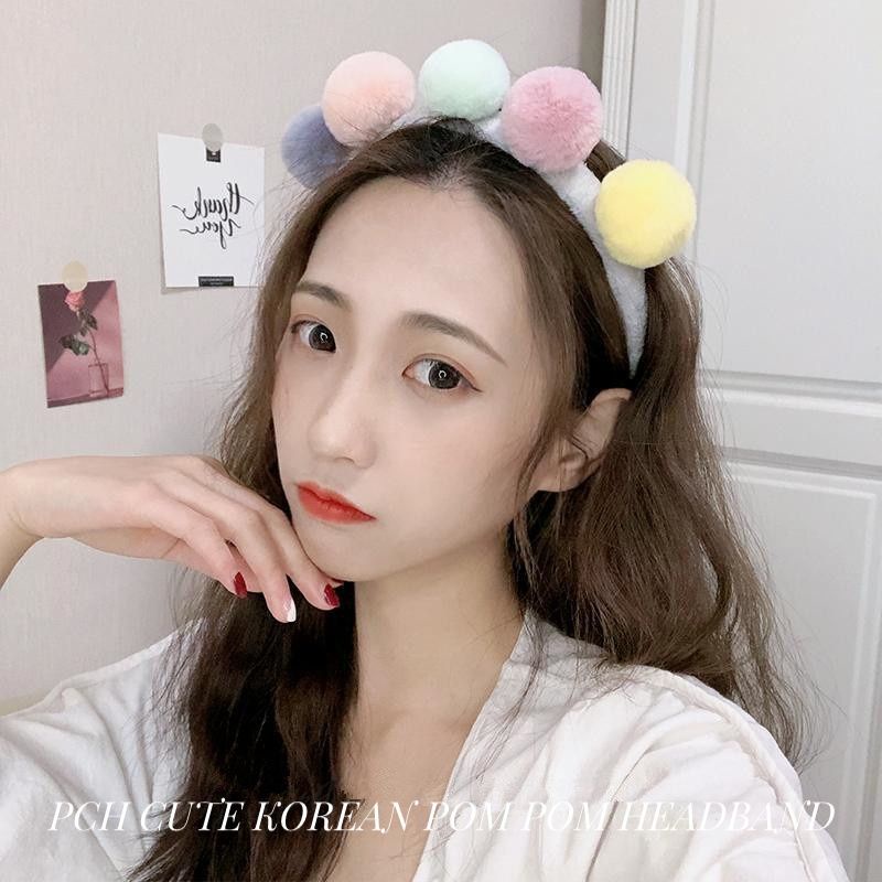 PCH KOREAN CUTE POM POM HEADBAND / BANDO POM POM KOREA Warna Warni Aksesoris rambut wanita