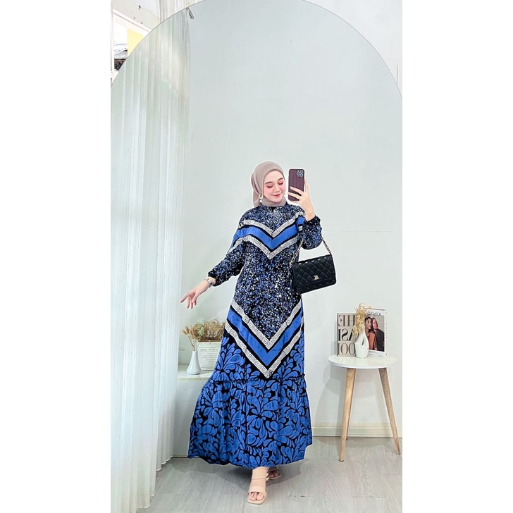 GAMIS MALAMAN RAYON PREMIUM ADEM TEBAL ZIPPER DEPAN DRESS WANITA SYARI TREBARU