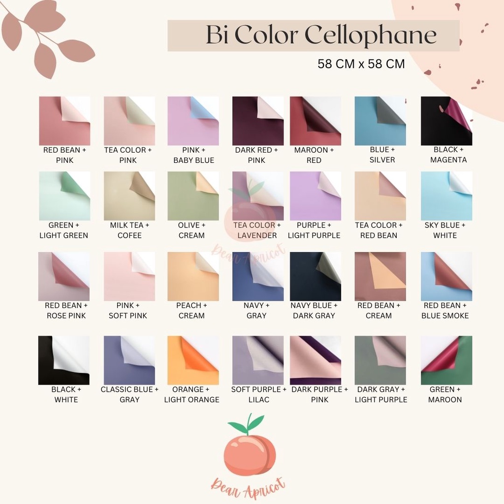 

[20 LEMBAR] FLOWER WRAPPING BI COLOR CELLOPHANE WATERPROOF KERTAS BUKET BUNGA (PACK SEWARNA)