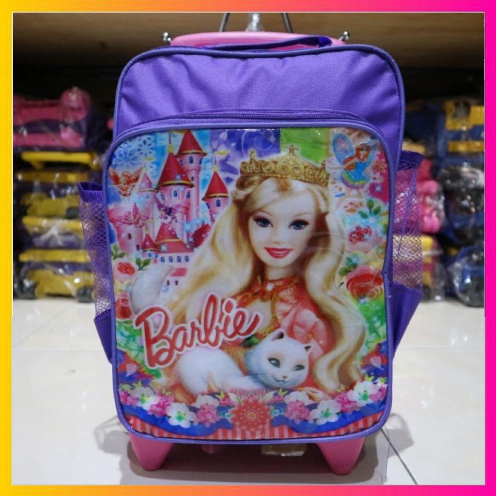 Tas Murah Tas Anak Dorong Motif Barbie Warna Ungu Cewek Perempuan Bahan Tebal