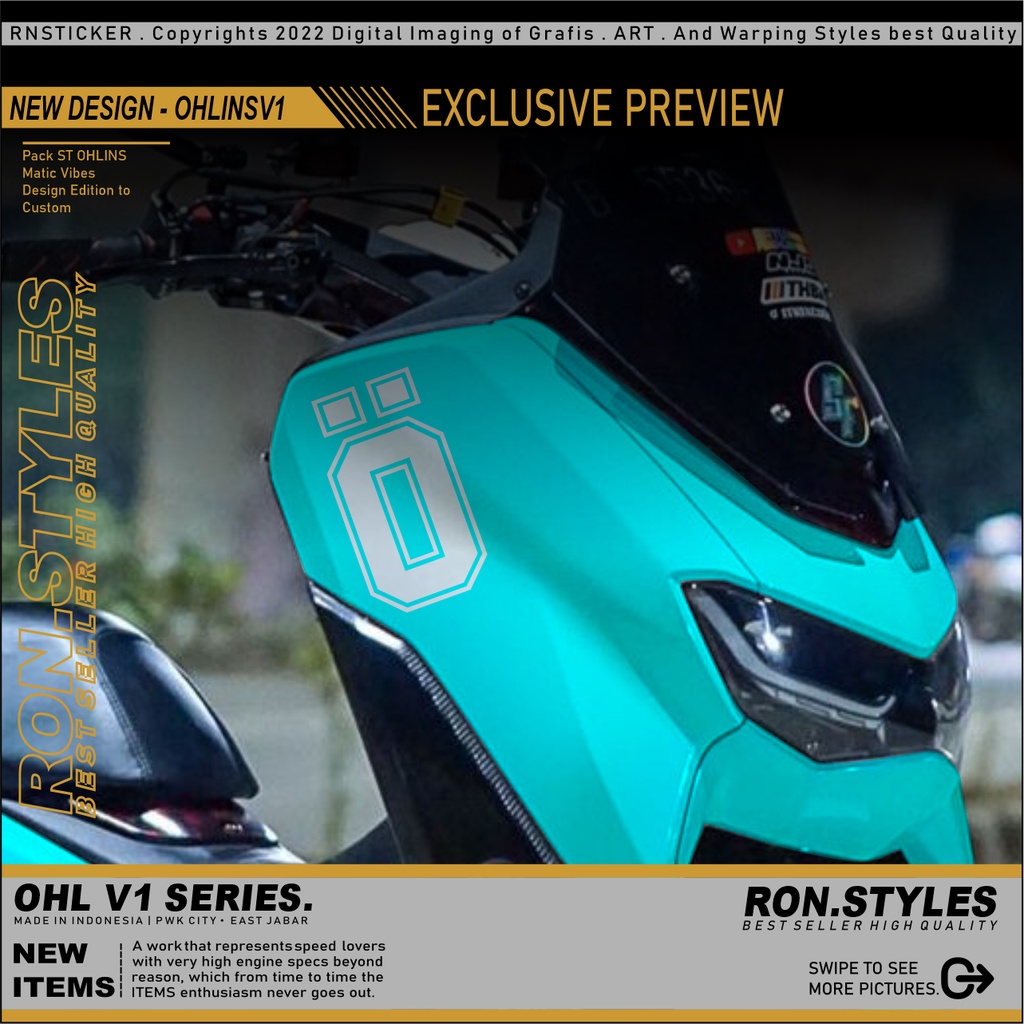 V1 CUTTING STICKER STRIPING OHLINS STIKER CUTTING OHLINS BUAT MOTOR AEROX NMAX CUTTING STRIPING NMAX NEW OHLINS