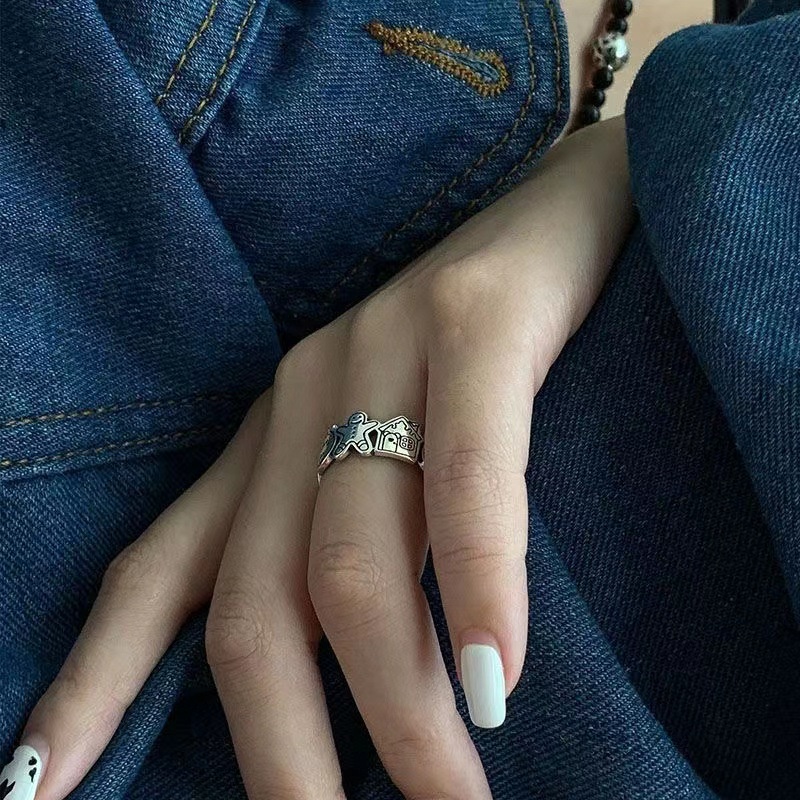 Cincin Jari Telunjuk Model Terbuka Dapat Disesuaikan Motif Graffiti Gingerbread Untuk Pria Dan Wanita