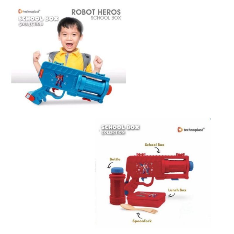 Technoplast Robot Heroes School Box / Lunch Box Set KotaK Bekal Makan Anak