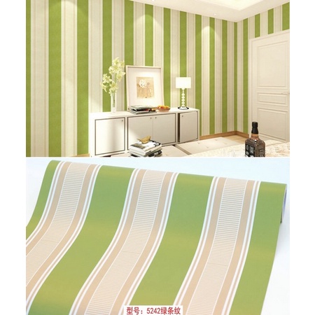 Wallpaper Sticker Salur Hijau 45cm x 1meter