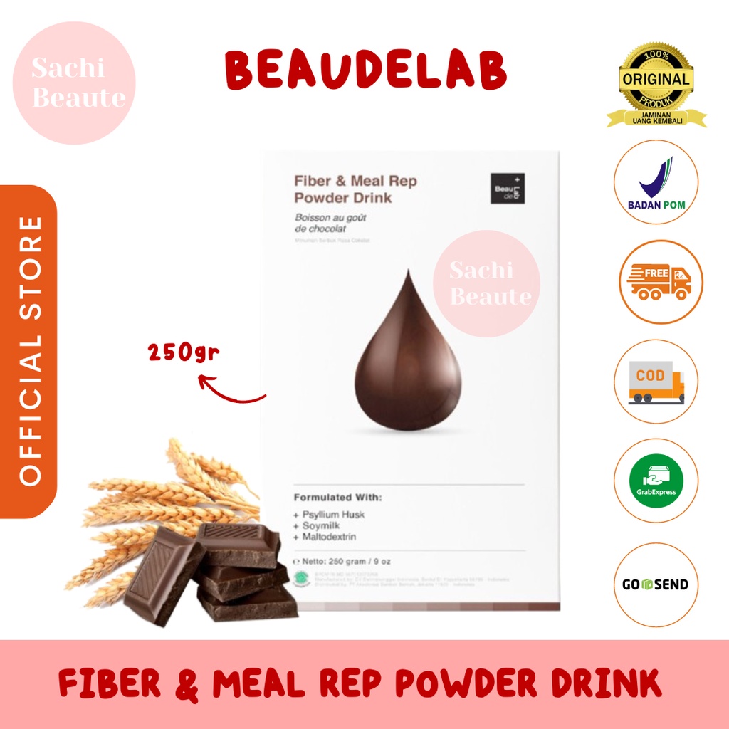 Beaudelab Fiber Drink | Fiber Sayur &amp; Buah Menyerap Minyak | Fiber Rasa Cokelat Pengganti Makan Malam &amp; Pagi NewLab New Lab