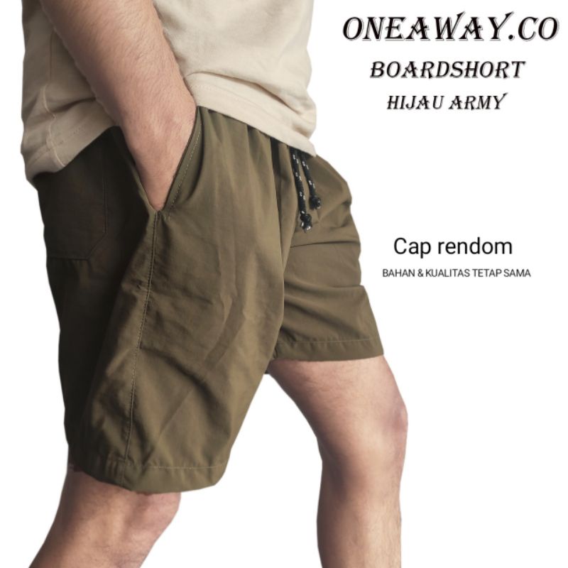 Celana pendek Boardshort pria wanita surfing sweatpants warna hijau army bahan Reftex premium