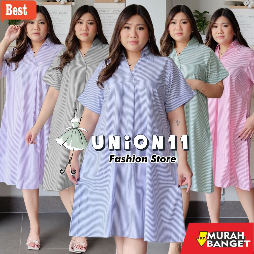 model dress terbaru 2022 UNION11 - DRESS JUMBO WANITA LD 126 / BAJU JUMBO WANITA / BAJU KERJA WANITA