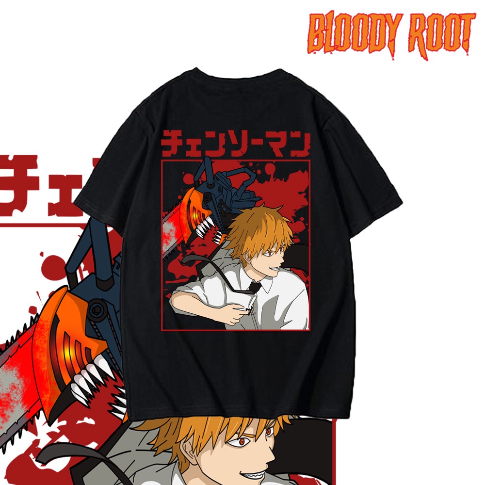 Kaos Denji Chainsaw Man / T-shirt Anime Chainsaw Man Denji / Manga Japan / Bloody Root / Rebahan Sho