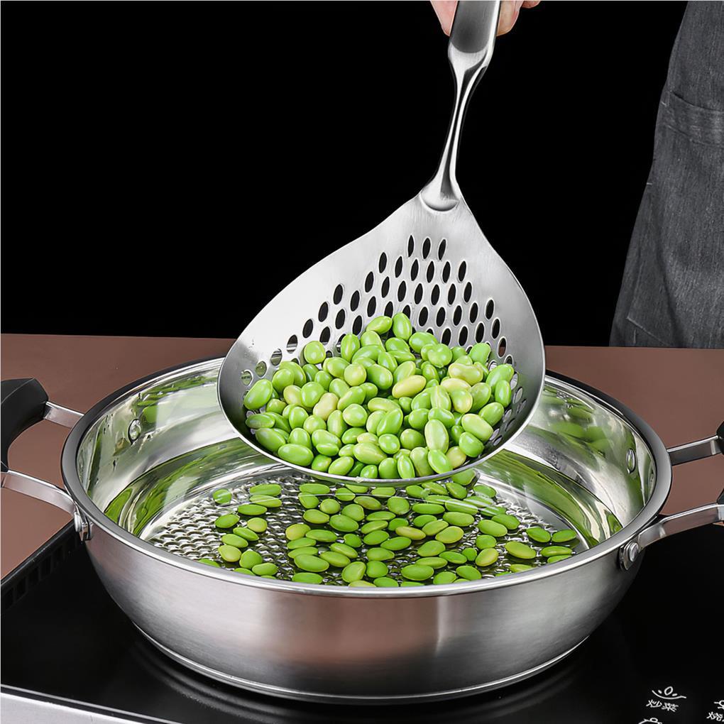 Sendok Penyaringan Masak Skimmer Dapur Gadget Perlengkapan Rumah Stainless Steel Saringan Restoran Slotted Spoons