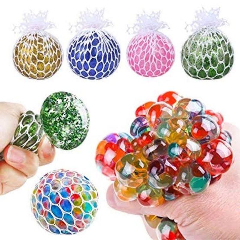SQUISHY RAINBOW DELUXE MESH DELUX ANTI STRESS BALL BOLA ANGGUR IMPORT PENGHILANG STRESS