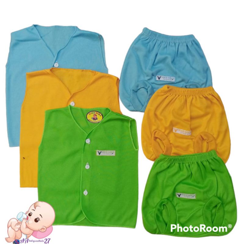 Cico Miko Setelan Baju Bayi Polos Lengan Kutung Usia Newborn SNI Nyaman Murah Berkualitas