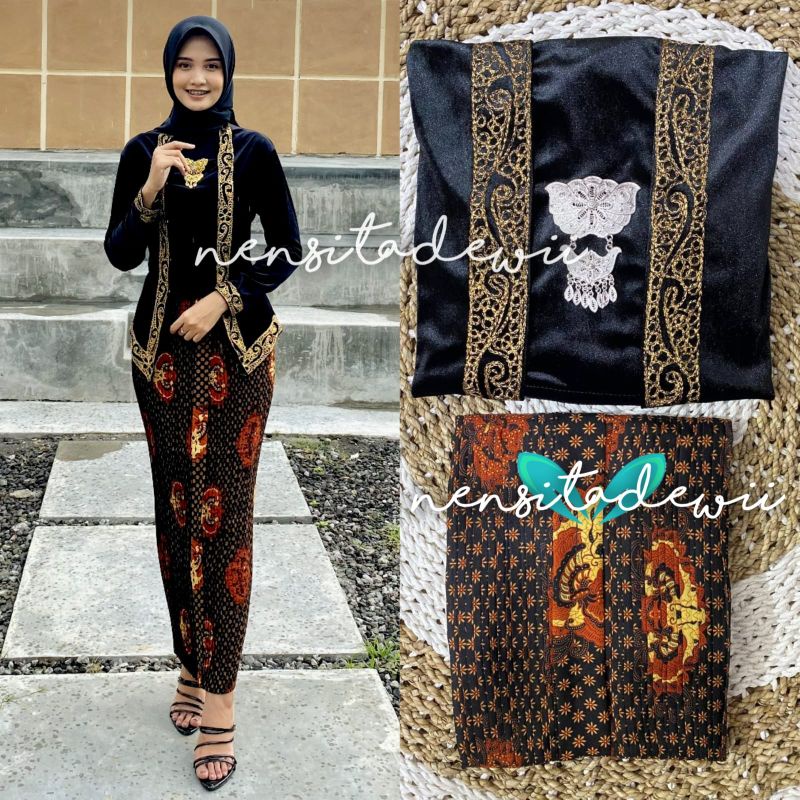 [1 SET] Kebaya Bordir + Rok Plisket / Model Ajeng, Kd : DHT02/TR