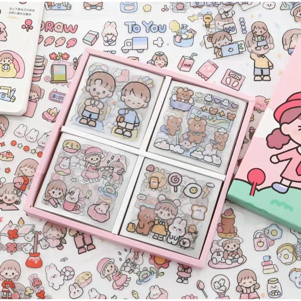 

100 LEMBAR STIKER TUMBLR AESTHETIC Sticker Scrapbook Kartun PET PVC Lucu Murah Anti Air