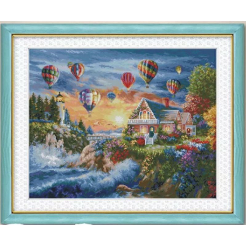 paket kristik balon udara 11ct pola kain premium berkualitas