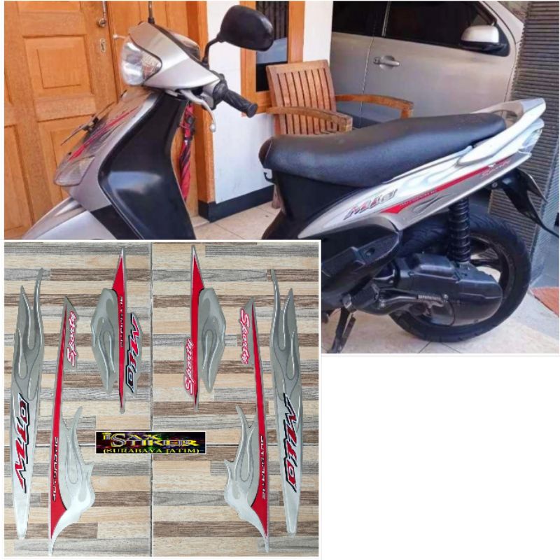 striping original Yamaha Mio sporty api silver tahun 2006