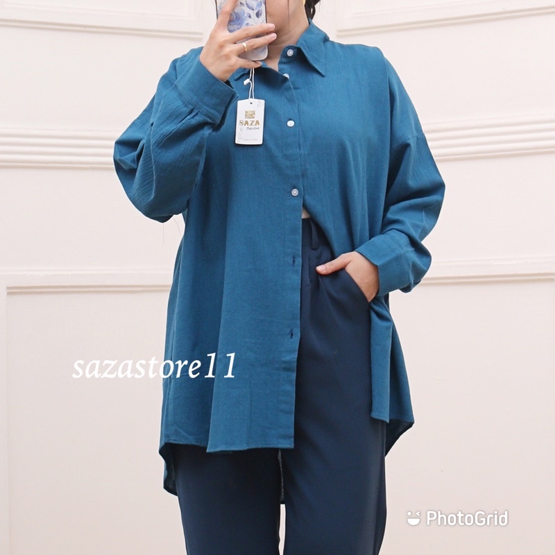 Suki Shirt 2022 - Kemeja Crinkle Basic Oversize Atasan Wanita - Bumil Friendly - Basic Shirt