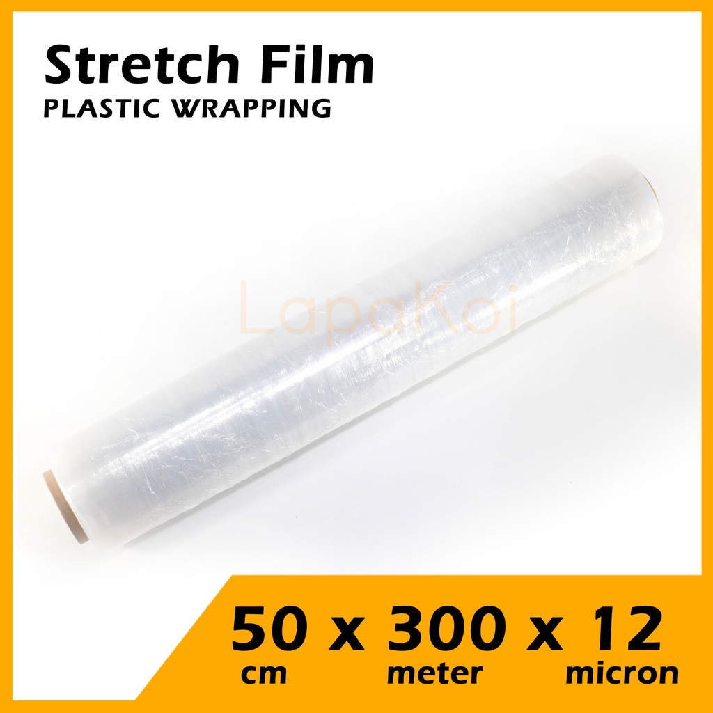 

Stretch Film Plastik Wrapping Clear 12 micron 50 cm x 300 M - warna bening