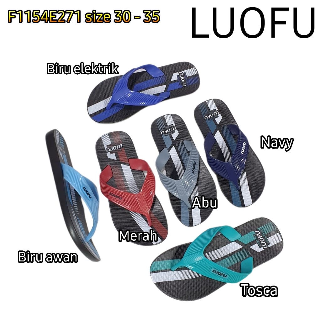 LUOFU ORIGINAL jelly sandal karet empuk murah jepit pria abg anak cowok import F1154E271