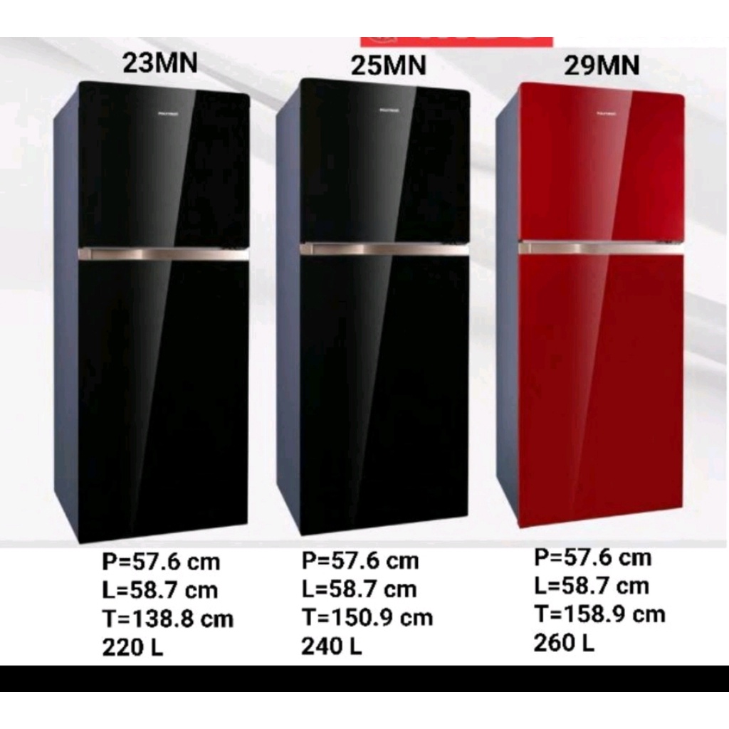 KULKAS POLYTRON 2 PINTU KACA  TYPE PRW 25 MN
