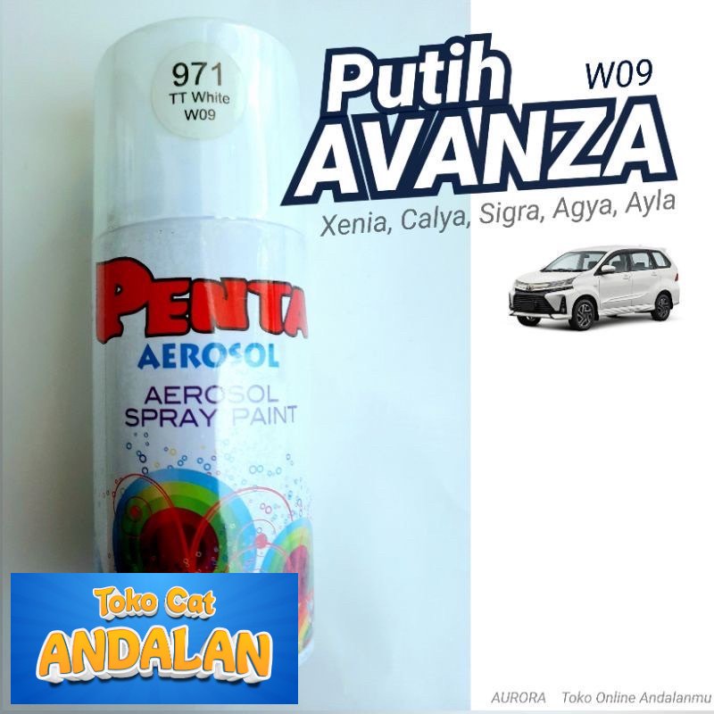Pilox Penta Aerosol 971 White TT W09 Pilok Putih Avanza Cat Pylox Toyota Agya Calya Xenia Ayla