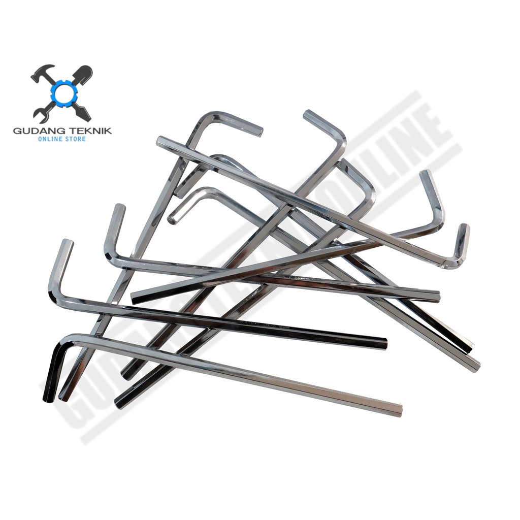 Kunci L PANJANG 3mm 4mm 5mm 6mm 8mm MOLLAR SATUAN / Hex Key CRV LONG Segi 6 ECERAN 3 4 5 6 8 mm MOLLAR