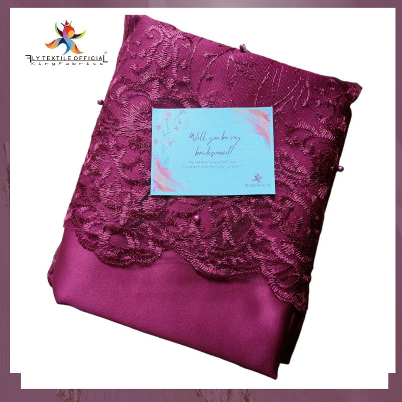 [FREE BOX + CARD] Paket Bridesmaid Kain Satin Velvet Premium Satin Maxmara dan Brukat Tile Akar Muti
