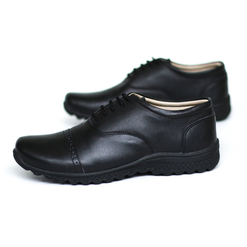 BURAY X SEPATU FORMAL PANTOFEL KULIT PRIA ASLI CASUAL KERJA KANTOR ORIGINAL BLACK BROWN FASHION TRANDY MURAH - Sepatu Pantofel Pria Resmi Oxford Tali Hitam Casual Formal Kuliah Kondangan Kerja Guru