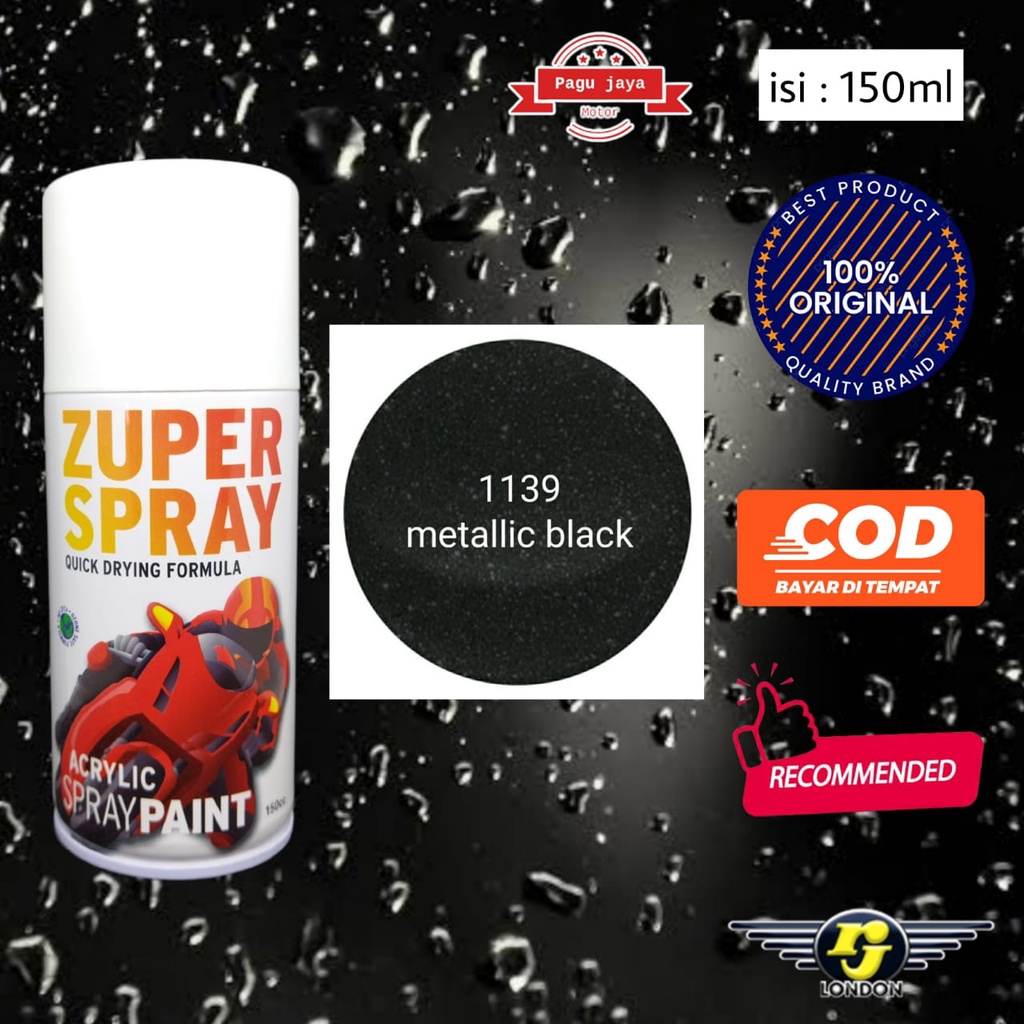 Pilox pilok 150cc hitam black metalik metallic zuper spray cat semprot spray paint