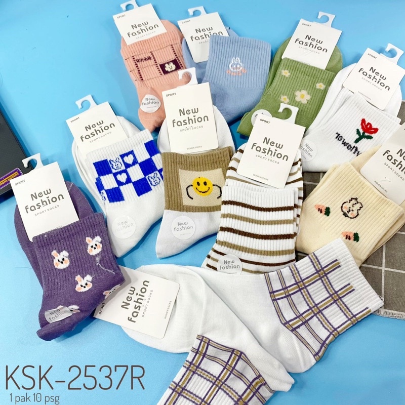 Kaos Kaki Pria Wanita Panjang Setinggi Betis Motif Campur New Fashion Korean Style Socks