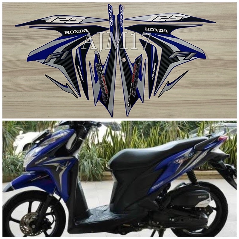 STIKER STRIPING VARIO TECHNO 125 TAHUN 2014 BIRU