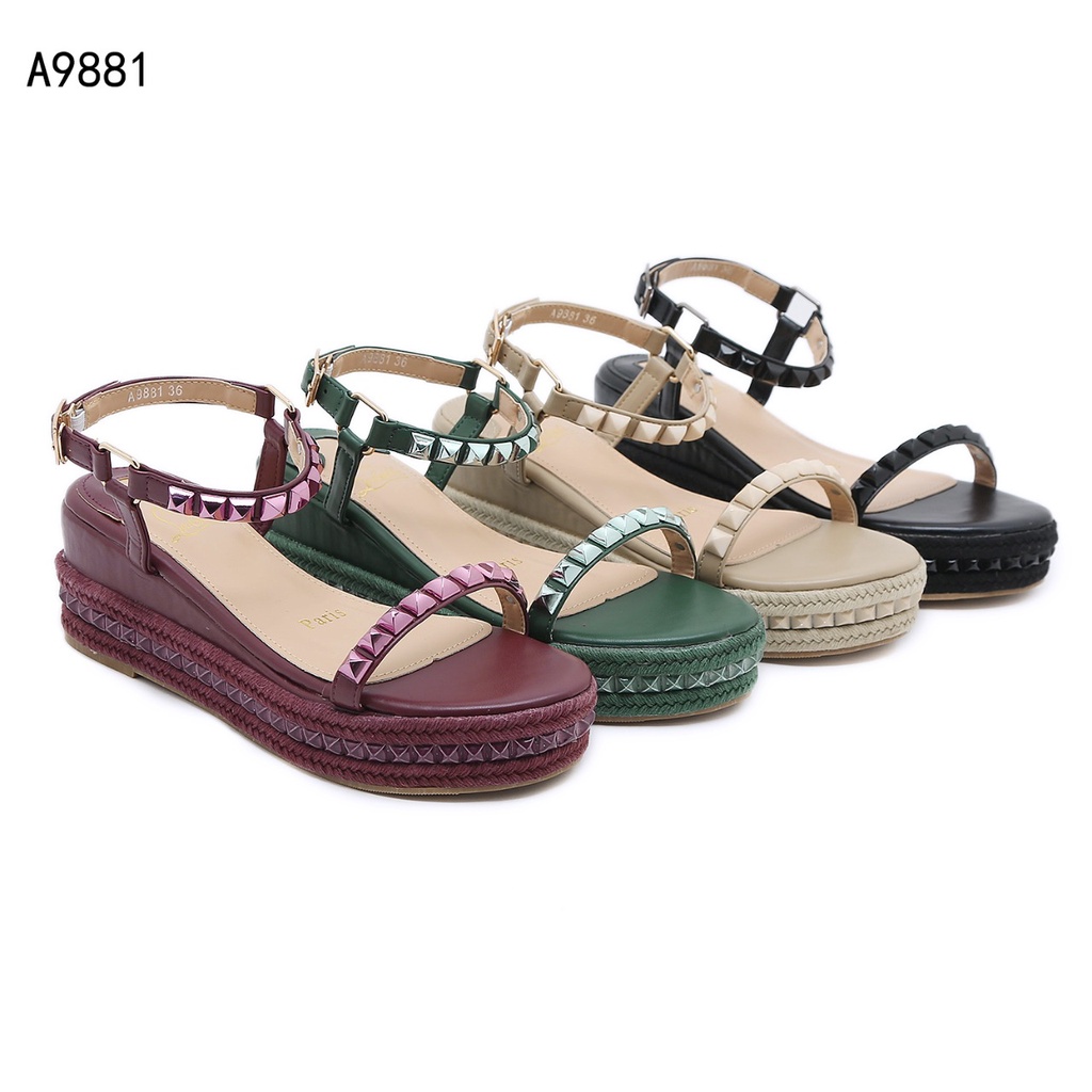 VL Studed Leather Wedges Sandals New Colour A9881