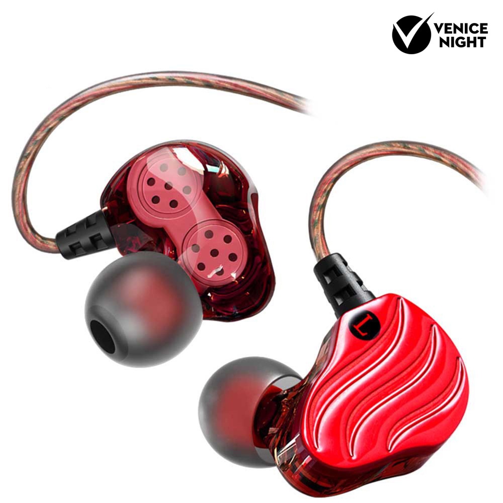 (VNEP) (Berkabel) QKZ KD4 In-Ear Bass HiFi Dual Unit Earphone Menjalankan Olahraga Headphone