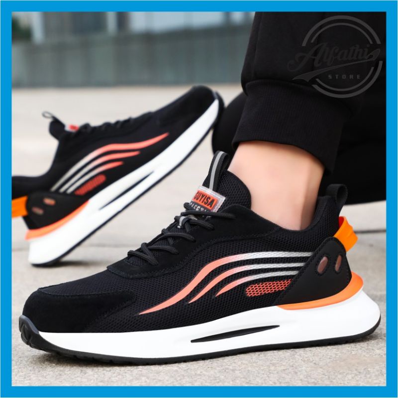 AlFathi Sepatu Safety Sneakers Sport Guyisa New Arrival Line Putih Orange