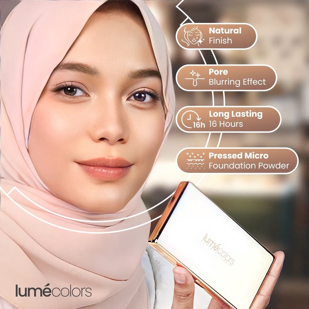 Lumecolors Compact Powder Bedak Padat Bertahan Hingga 16 Jam Shade Light