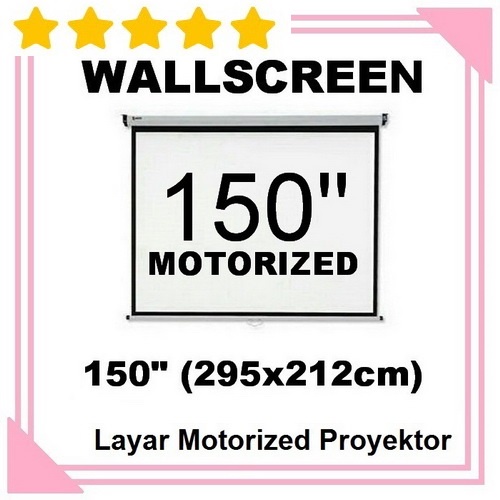 Layar Proyektor Otomatis 150 Inch Layar Dinding Gantung Remote Wallscreen Motorized Projector Screen