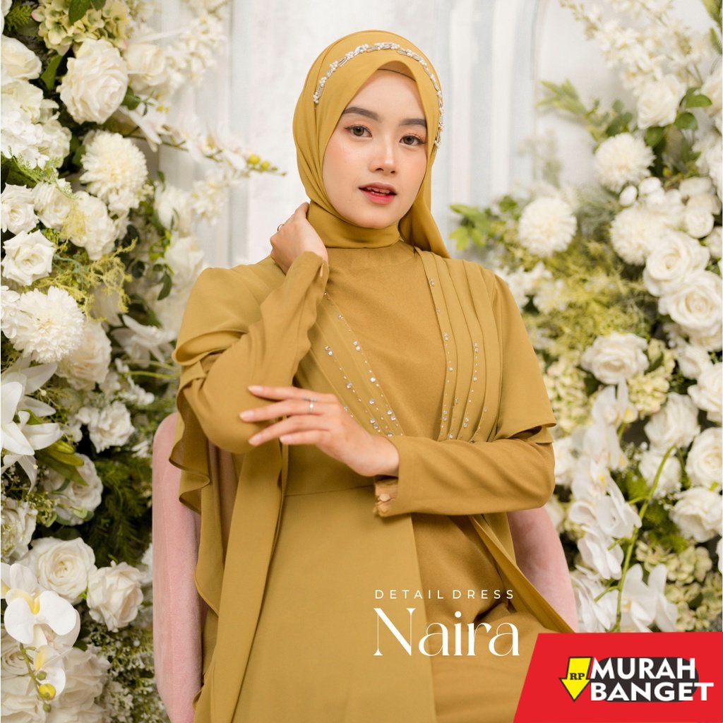 model gamis kombinasi polos terbaru 2022 NAIRA Dress Gaun Baju Kondangan Lamaran Bridesmaid Pesta Tunangan Maternity Wanita Muslimah By LYF OFFICIAL