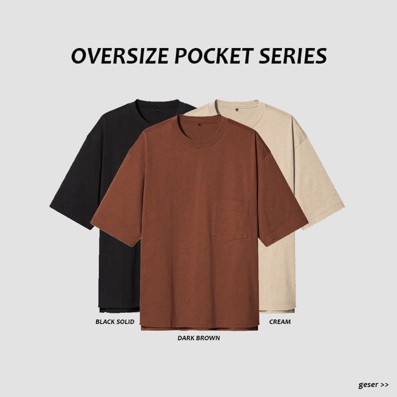 KAOS OVERSIZE POLOS POCKET COTTON COMBED 30s PRIA &amp; WANITA TSHIRT OVERSIZED SAKU BAJU OVERSIZE KOREA