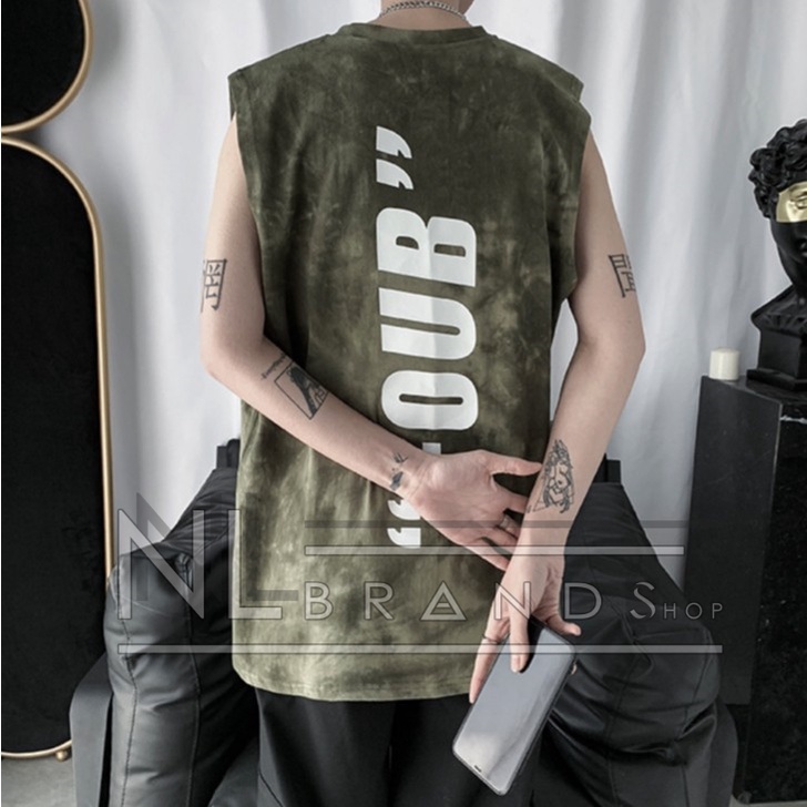 Singlet lekbong pria motif tie dye shirt korea muscle tees gym pria wanita