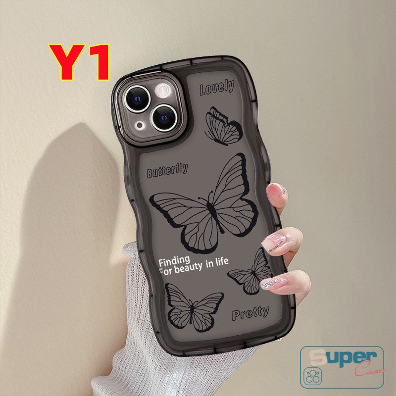 Retro Butterfly Soft Case Untuk Realme C35 C55 C25 C15 C11 C12 C21Y C25Y C20A C20 C3 C25s Realme5 6i 5s 5i C3 C1 TPU Wavy Edge Case Full Cover Pelindung
