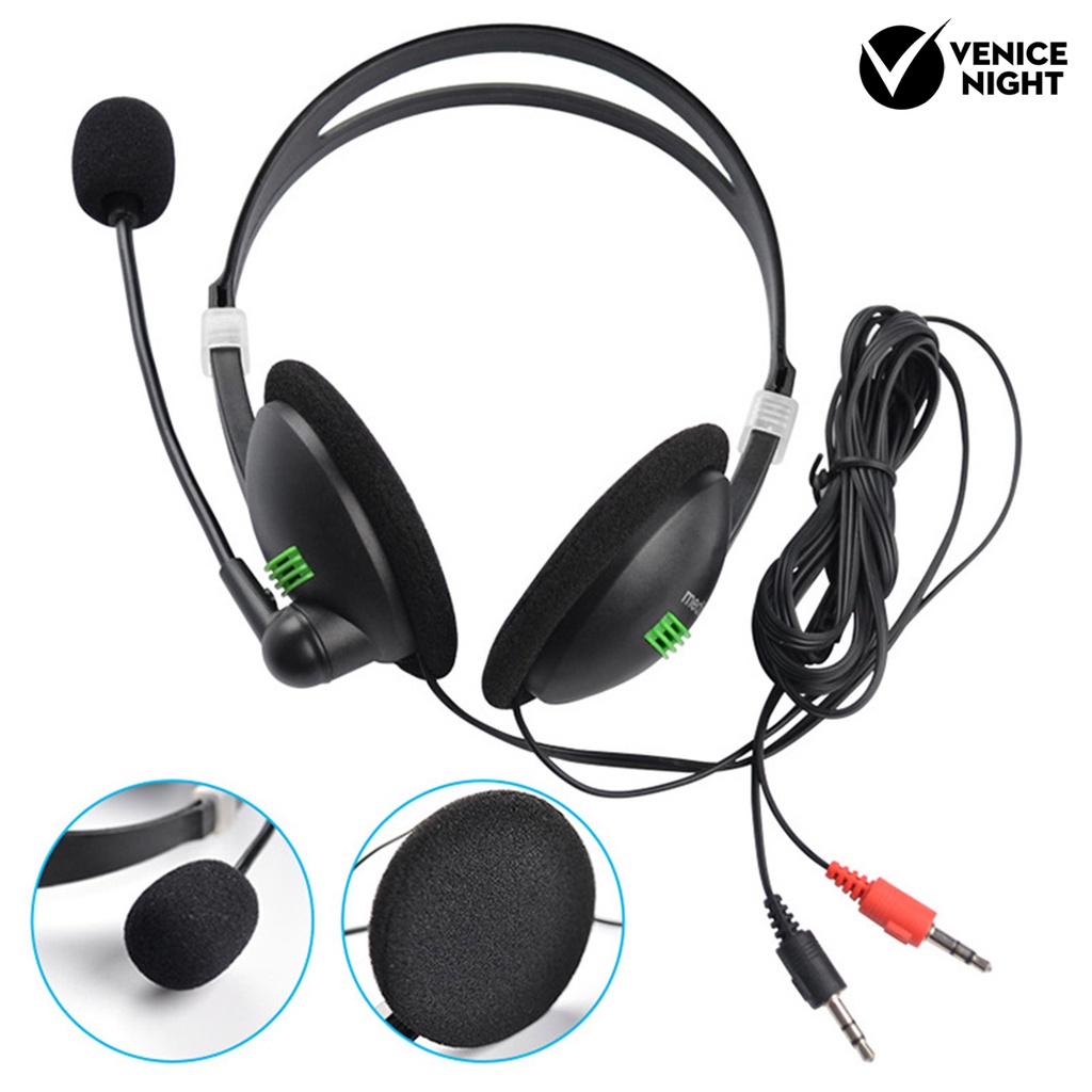 (VNEP) (Berkabel) Headphone High Fidelity Sensitif Headphone E-sports 3.5mm yang Dapat Disesuaikan dengan Mircophone untuk Komputer