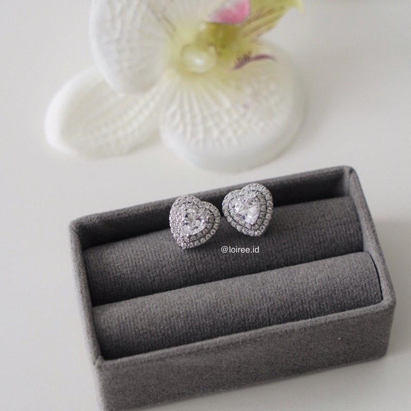 LOVITA | Luxe Collection - Zirconia Heart Daily Stud Earrings - Anting Wanita