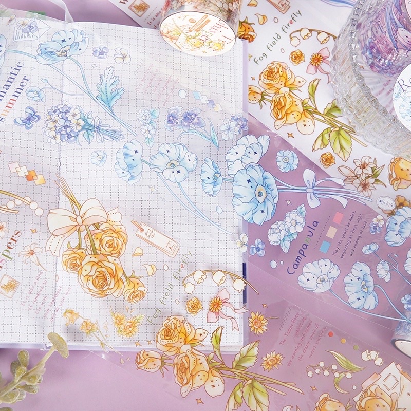 

washi tape selotip transparan bunga 70 mm