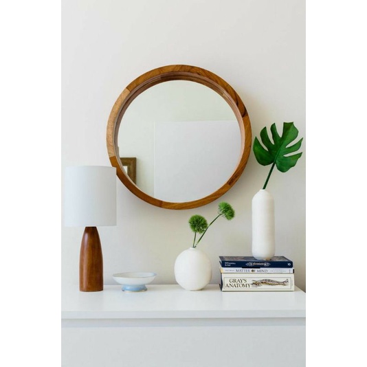 Cermin Dinding Bulat kayu Jati Diameter 60 | Cermin kayu