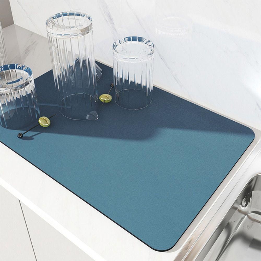 Quinton Drain Pad Super Absorbent Solid Color Heat Insulation Pad Cuci Meja Dapur Gratis Untuk Keset Kamar Mandi Alas Pengeringan Cepat Kering