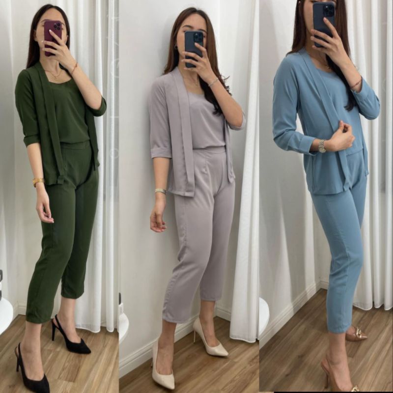 Mirabeth Set 3in1 Setelan Celana Panjang Blazer Inner Pants