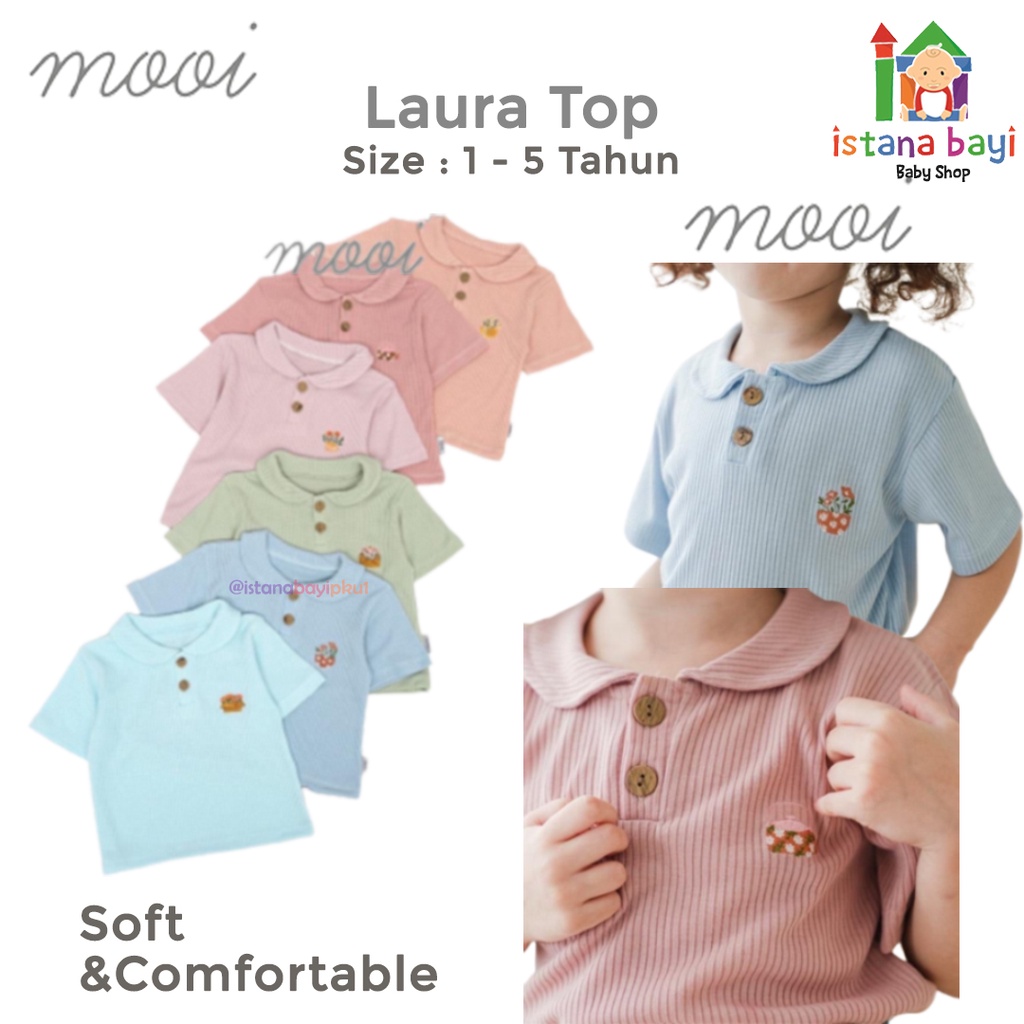 Mooi Laura Rib Top / Mooi Atasan Anak Perempuan 1-5 Tahun