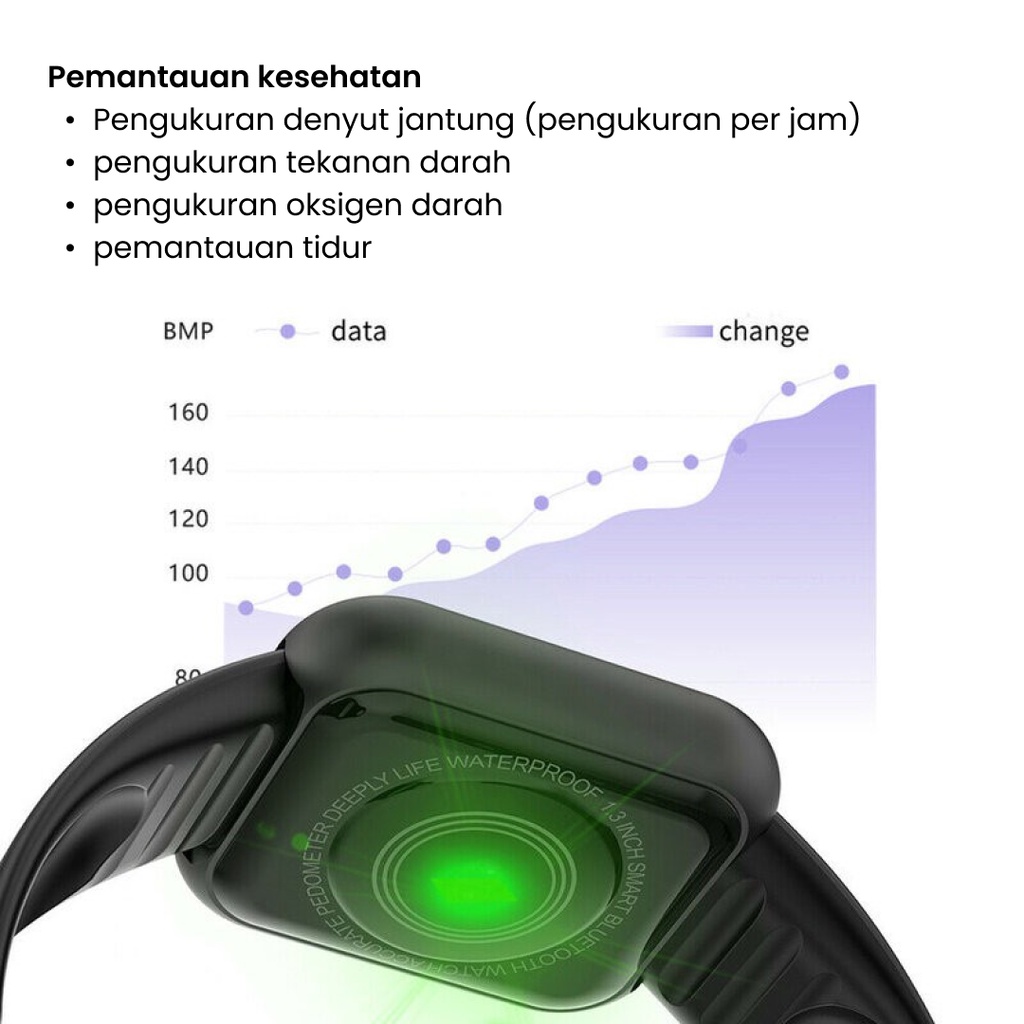 Smartwatch T55 T500 Blood Pressure Android IOS Universal Bluetooth Layar Sentuh Dengan Pedometer Monitor Detak Jam